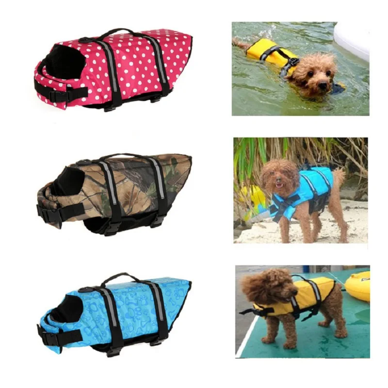 Pet Dog Life Jacket Bones Patterns Safety Clothes Life Vest Harness Saver Pet Dog Swimming Preserver Clothes Summer Swimwer