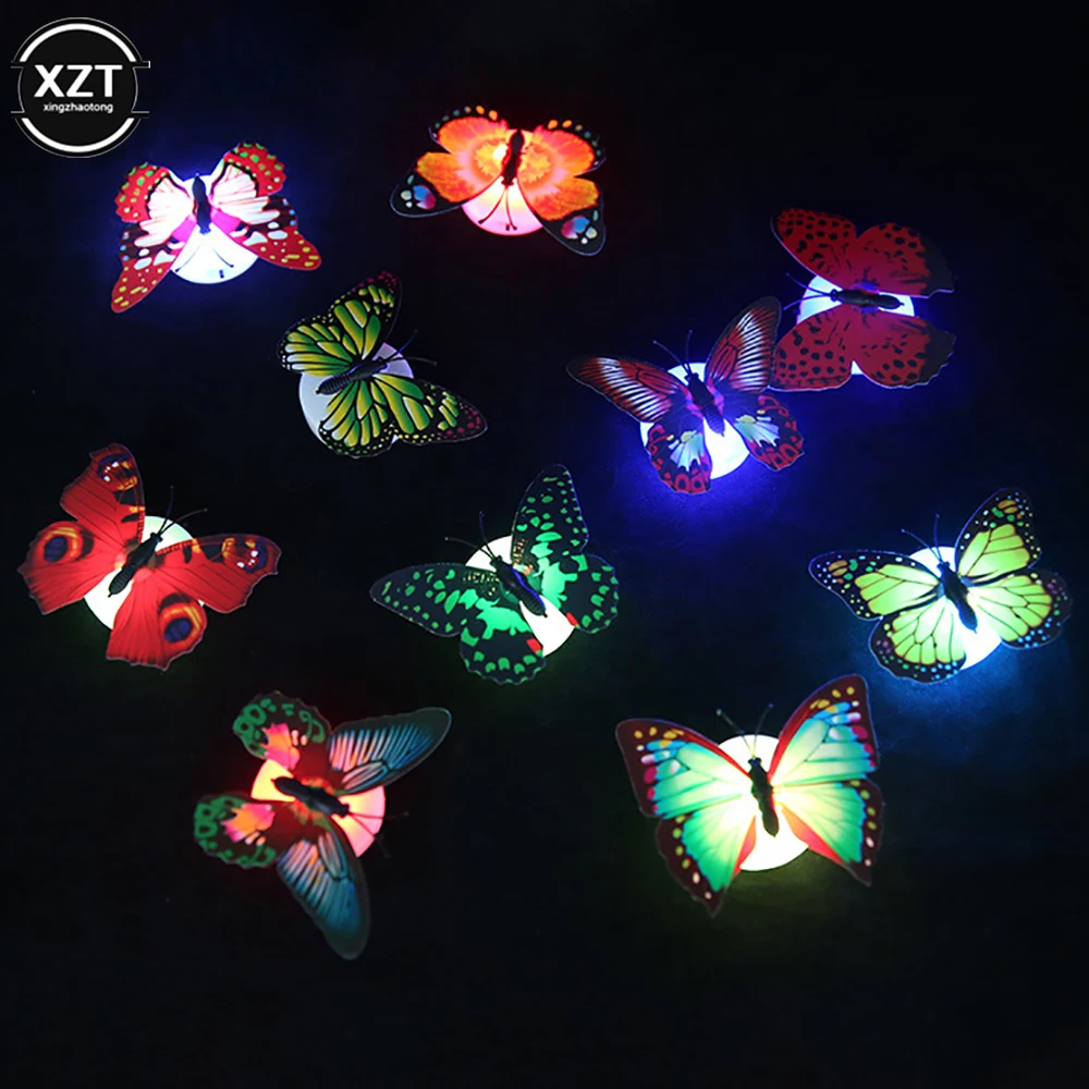 Colorful LED Nigh Lights Butterfly Shape Wall Paste DIY Art Home Decor For Kids Room Durable Energy-Saving Decorative Lamp