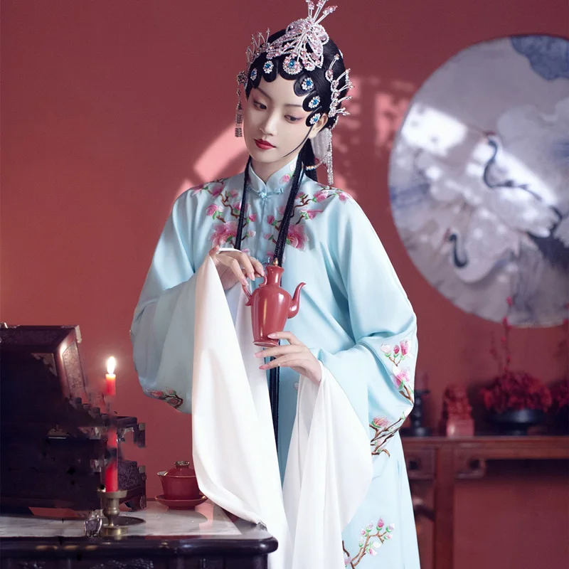 8 Designs Chinese Traditional Opera Costume Embroidery Hanfu Female Role Stage Performance Hanfu with full set hair accessories