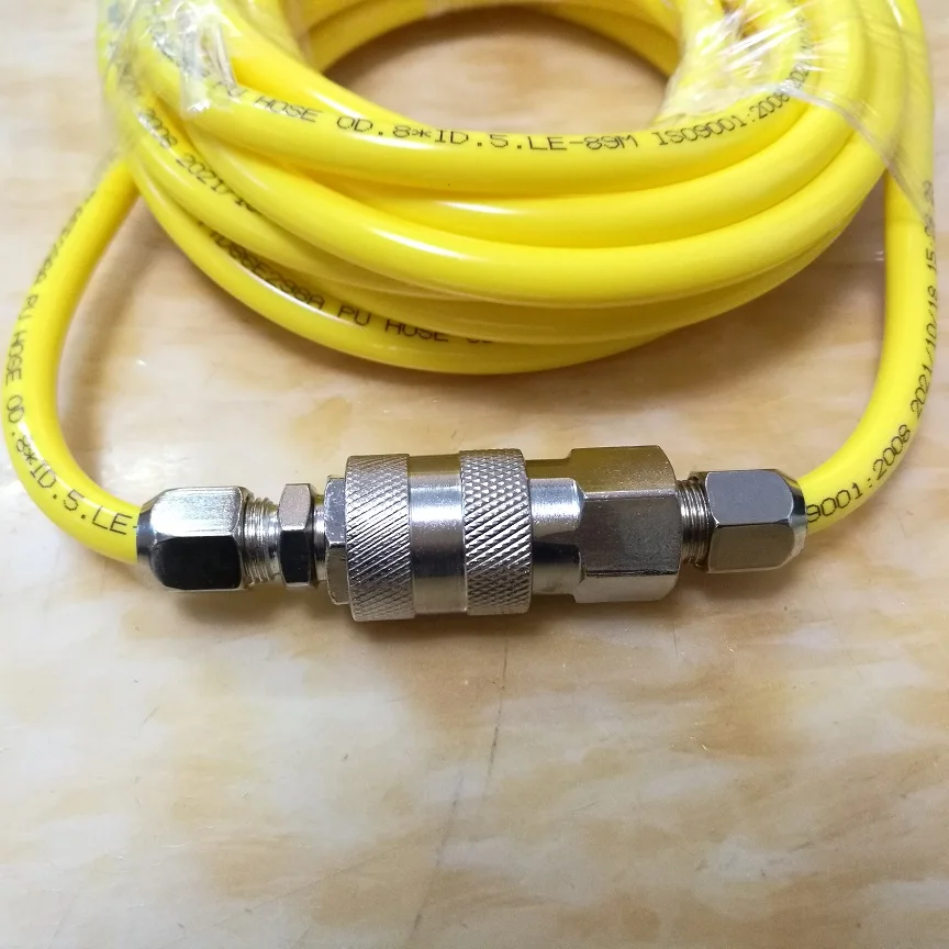 5 10 15 20Meters Yellow PU Trachea 8x5mm Frost Resistance Polyurethane Air Compressor Hose Air Duct With Standard European Joint