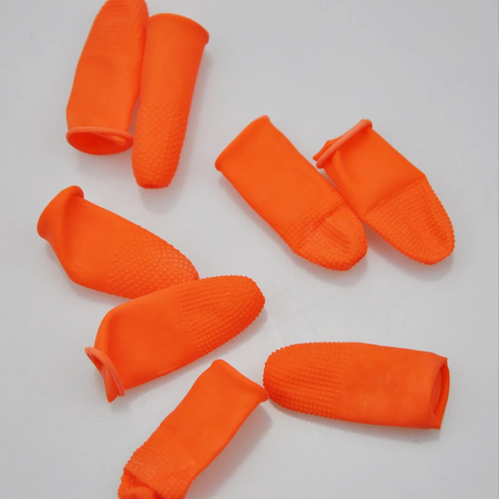 100 Stuks Set Latex Vingertop Handschoenen Anti-Statische Antislip Wegwerp Oranje Vingertop Bescherming Handschoenen L