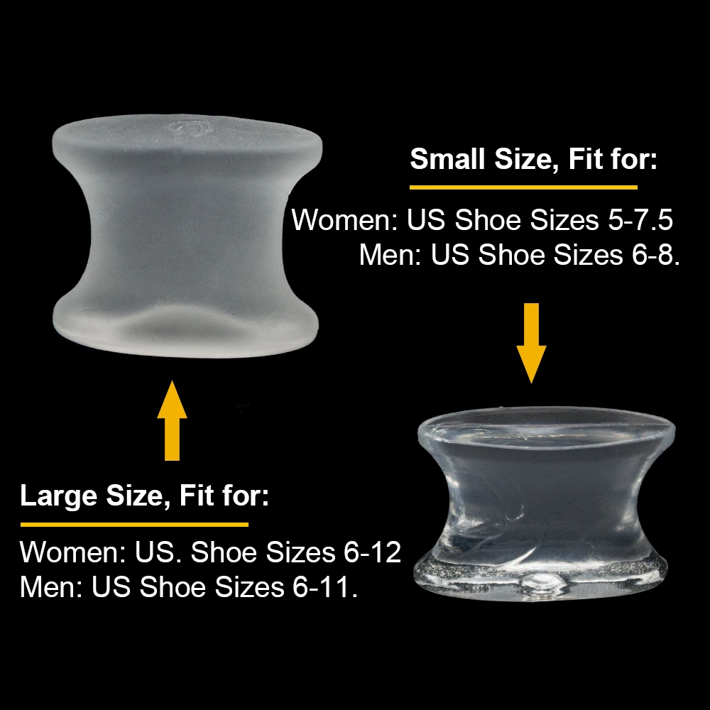 2Pcs Soft Transparent Silicone Toe Separator Hallux Valgus Bunion Corrector Straightener Toe Spacer Foot Pain Care Tool Size L