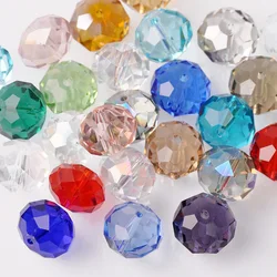 10 adet 16x12mm büyük Rondelle Faceted kesim kristal cam gevşek prizma boncuk takı yapımı için DIY el sanatları bulguları