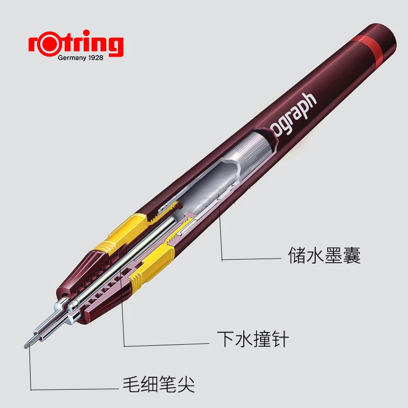 Germany Rotring Isograph Needle Pen 0.1-0.8mm Drawing Pen Hand-painted Pen Hook Line Pen Addable Ink 1PCS