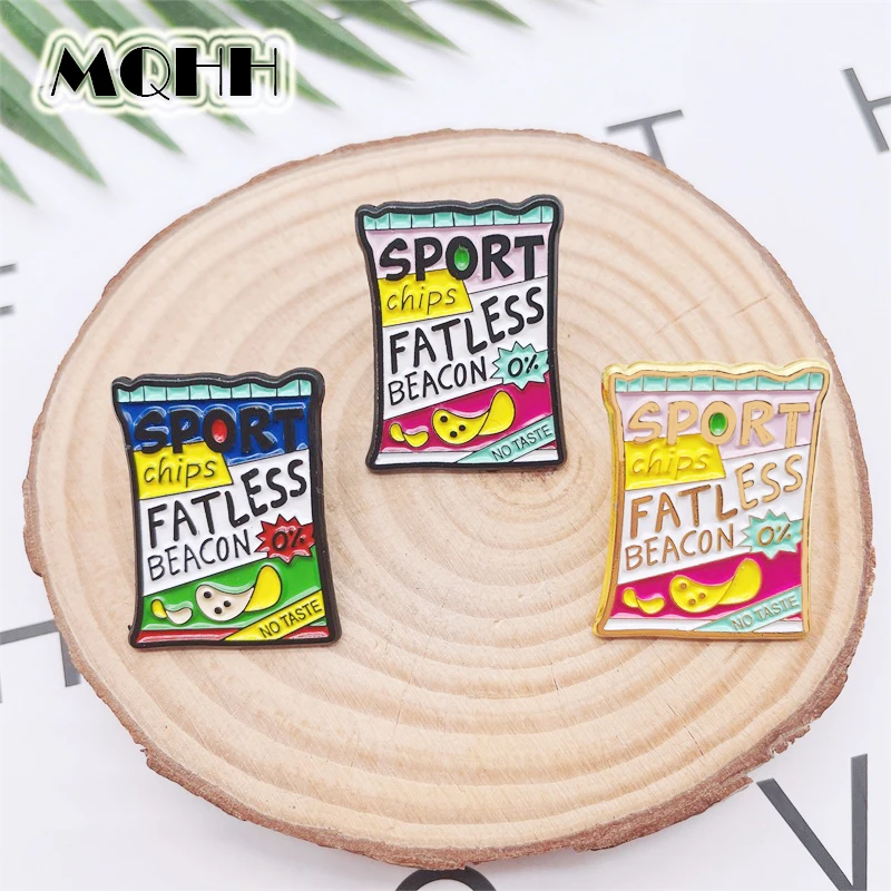 Creative Fun Food Potato Chips Enamel Pins Puffed Food Alloy Brooch Badge Cute Clothes Accessories Jewelry Gift For Kid