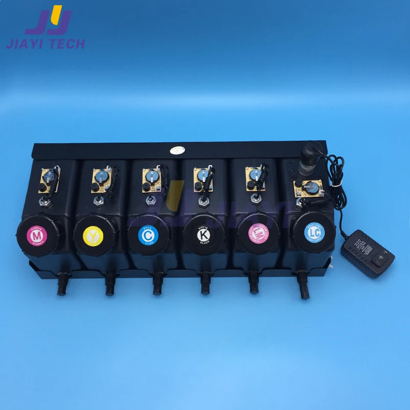 1Set 1.8L UV Ink System 6 Colors Alarm CMYKLMLC Refill Ink Tank System with Stirring Motor for  UV Flabted Printer