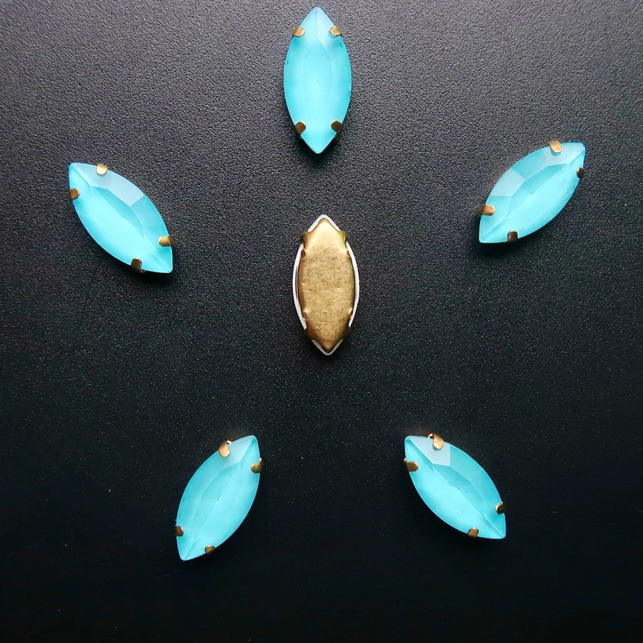 Pferdeaugenförmige Goldklauenfassungen, Jelly Candy Glas & AB Farben Kristall 7*15mm 20 Stück/Packung, zum Aufnähen, Strassperlen, Kleidung, DIY-Verzierung – Detail 16