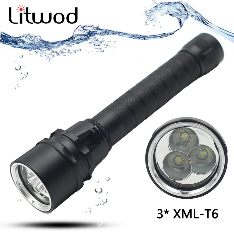 

Litwod LED Diving Flashlight 8000Lum 3* XM-LT6 Tactical flashlight Waterproof Diving light Underwater 120 Meter Camping Lantern