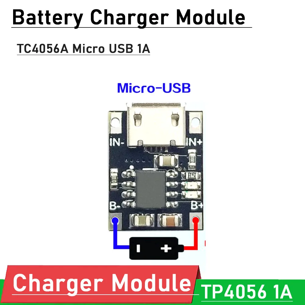 TP4056 1A شحن وحدة المصغّر USB خلية واحدة 3.7 فولت 18650 شاحن بطارية ليثيوم مجلس امدادات الطاقة حماية التيار الزائد