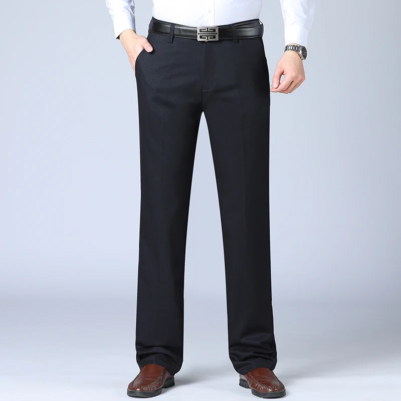 Men's Pants Straight Loose Casual Trousers Fashion High Quality Office Men's Business Suit Pants Black Dark Gray Large Size 40