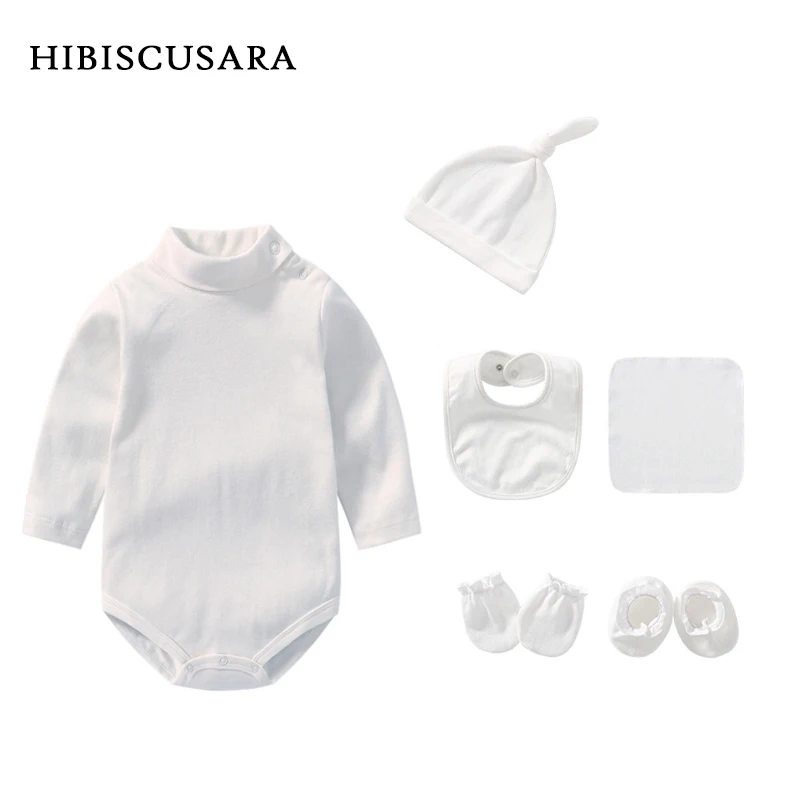 

Newborn Clothes Gift Set 6pcs/set Boys Girls 100% Cotton Clothing Rompers Full Sleeve Infant Autumn Spring Turtle-neck Jumpsuit