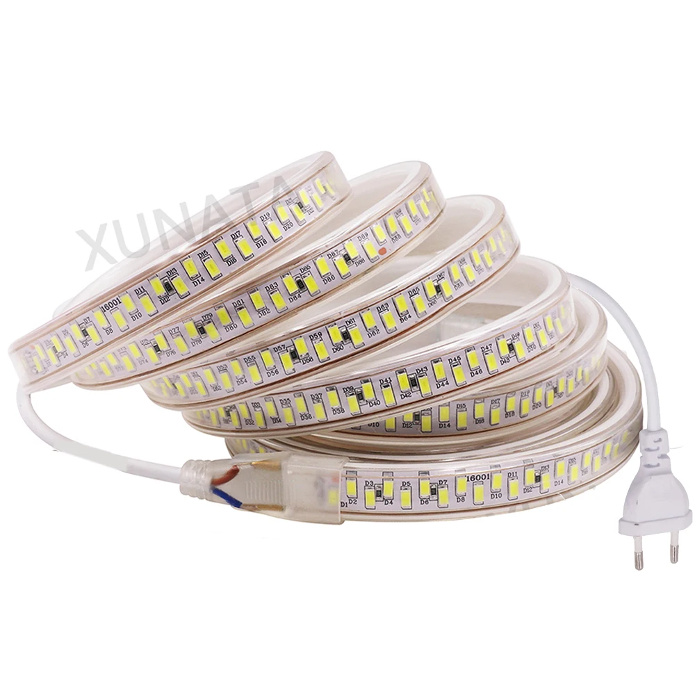 

5630 SMD 180Leds Strip Light 110V 220V Flexible Ribbon Tape Waterproof Diode Light Stripe Light Rope with EU/US/UK Plug