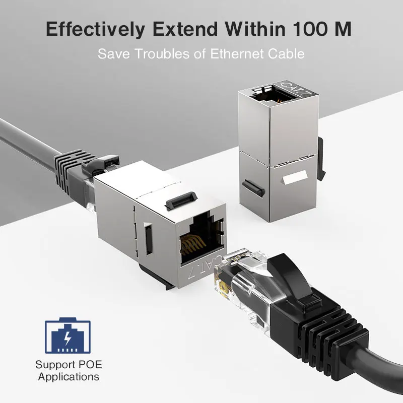 ZoeRax CAT7 Keystone Jack Inline Coupler Sheilded RJ45 8P8C Connector Cat6/Cat5e 10Gbps for Ethernet LAN Cable Extender Adapter