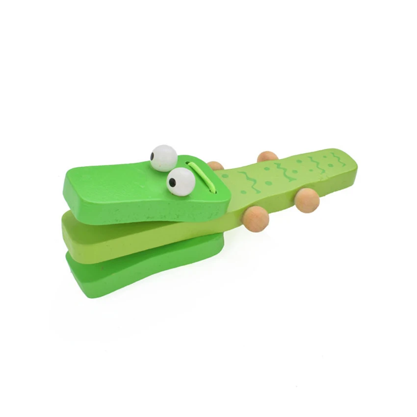Krokodyl kształt drewniany kastaniet Instrument muzyczny kreskówka muzyczna edukacyjna grzechotka prezent zabawki edukacyjne Montessori — zdjęcie produktu 3