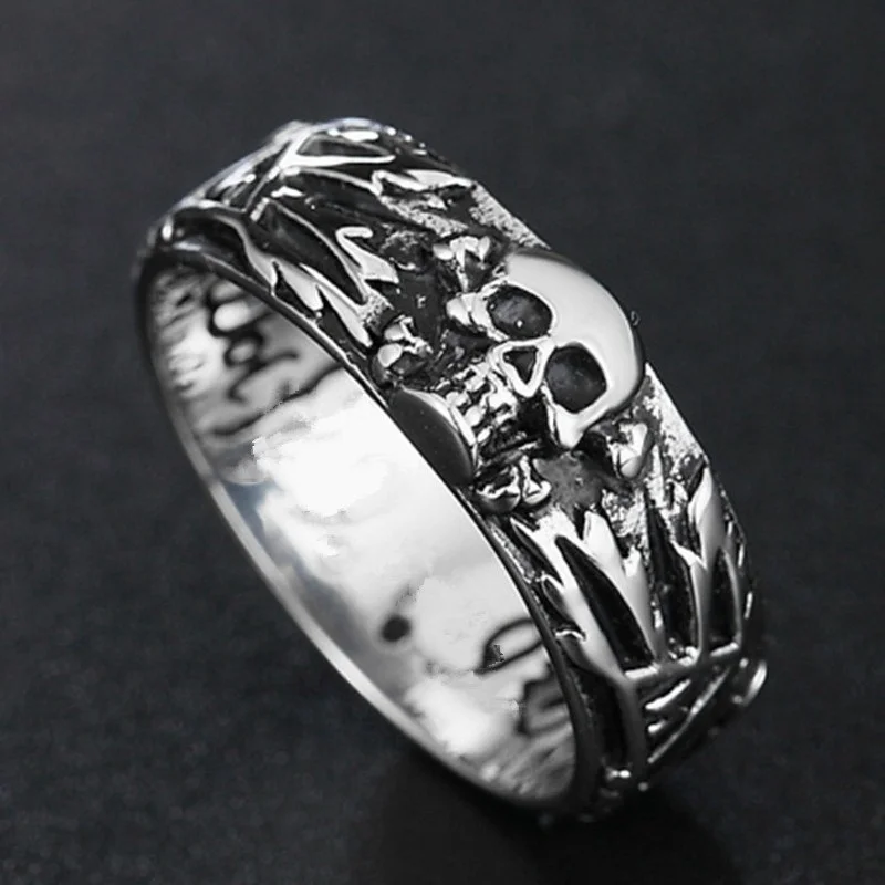 Boys Vintage Gothic Death Skull Skeleton Cocktail Party Biker Rings for Men Jewelry