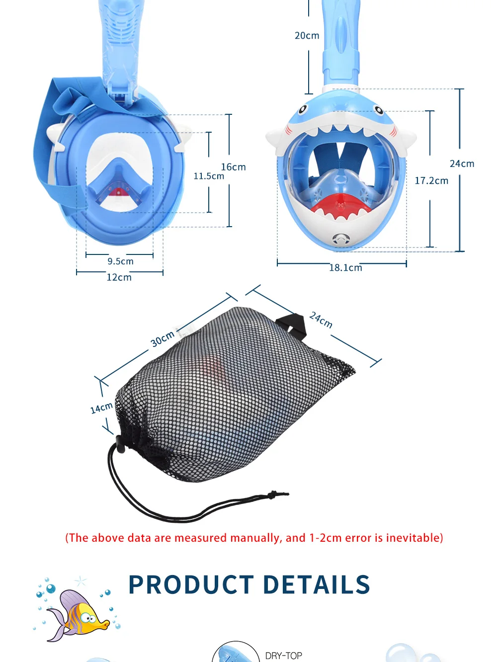 Kinder Cartoon Tauchmaske Schwimmen Voll gesicht Schnorchel maske Jungen Mädchen Unterwasser Tauchen Anti Nebel Schnorchel Set Ausrüstung Kinder – Detail 5