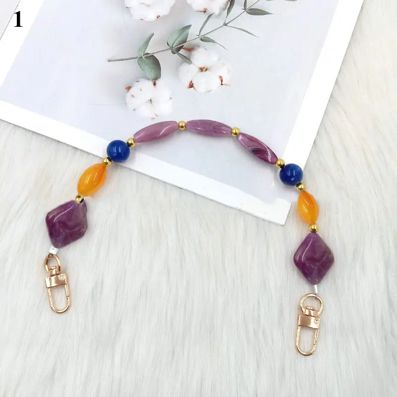DIY Resin Shoulder Bag Chain Woman Replacement Handbag Accessory Chain Polychromatic Extension Bead Strap Color Bag Chain