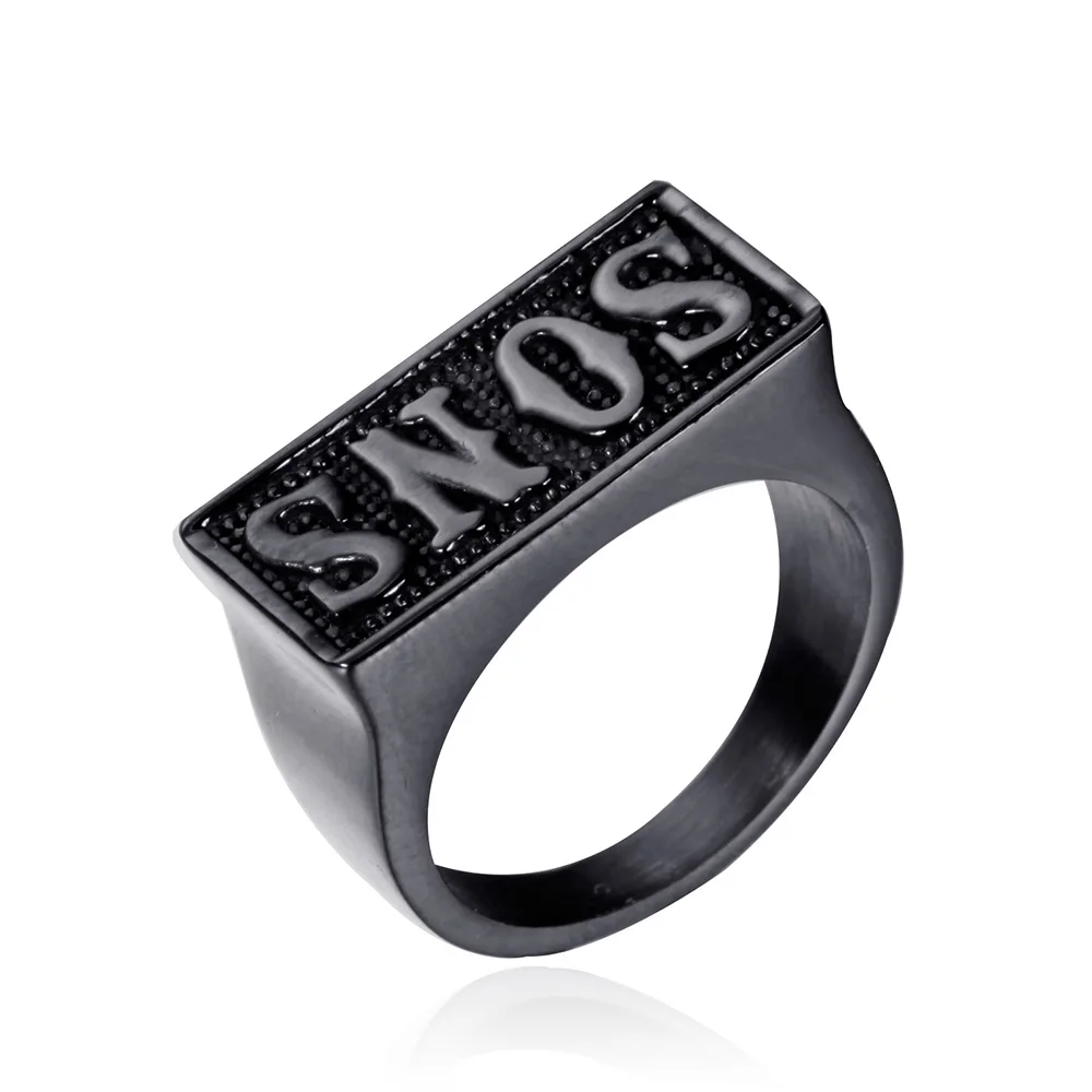 MIQIAO Stainless Steel Titanium Sons of Anarchy Punk English Letter Vintage Rings for Men Women Couple Friends Gift Jewelry Bagu