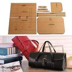 1Set DIY Kraft Paper Template New Creative Fashion Cylinder Bag tote Leather Craft Pattern DIY Stencil Sewing Pattern 34cm*14cm