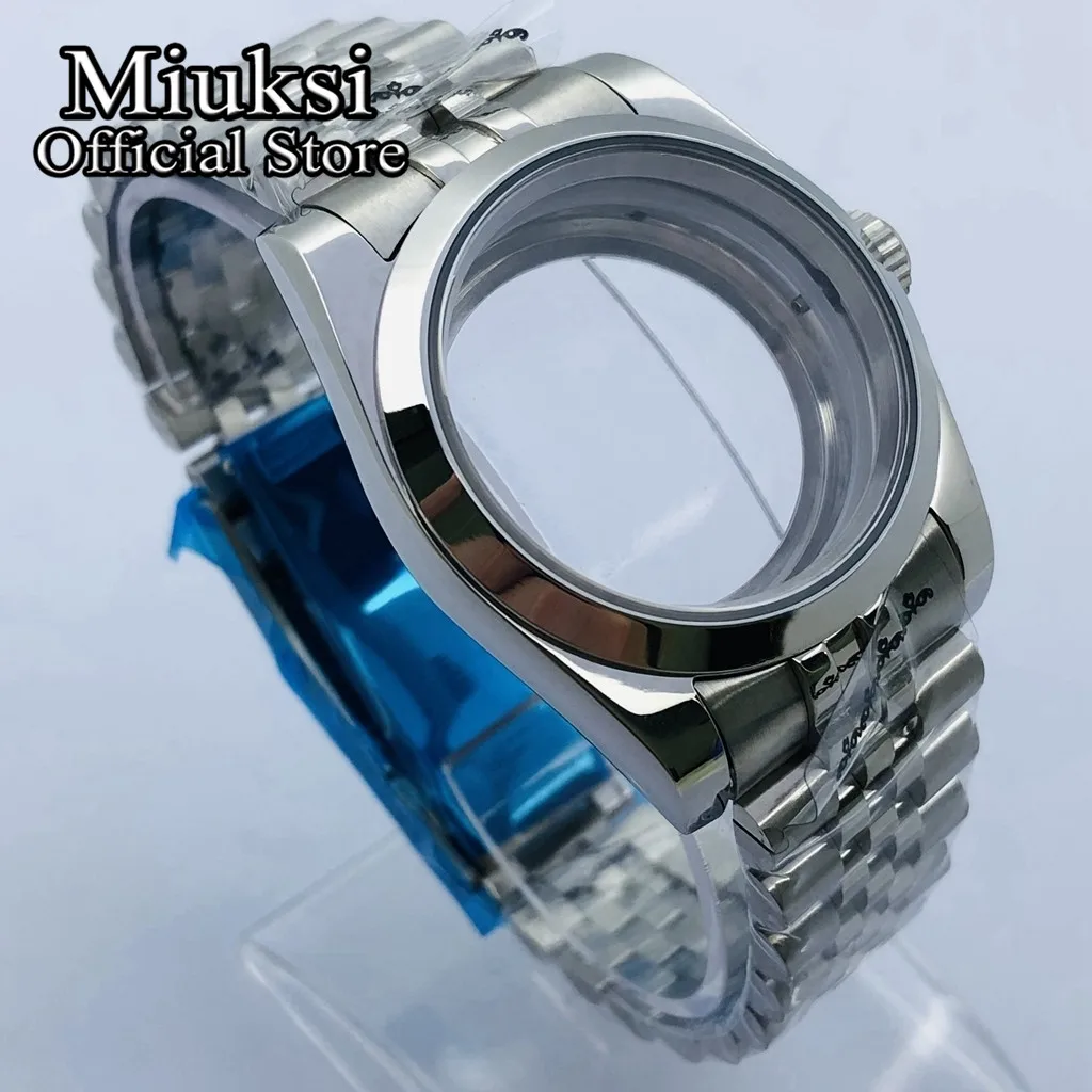 Imagem -02 - Miuksi 36 mm 40 Milímetros Sapphire Vidro de Relógio de Prata Case Fit Nh35 Nh36 Eta2824 2836 Miyota8205 8215 Dg2813 3804 Pt5000 Movimento