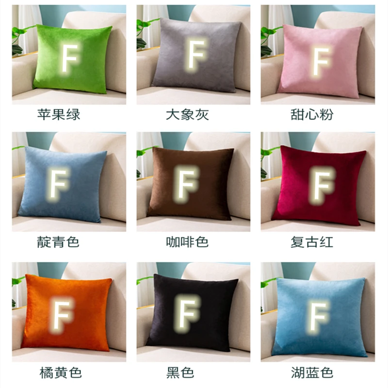 60cm High Quality F/C Letter Velvet  Pillowcase Crystal Sparkle Diamond Stones Logo Home Decor Cushions,shinny pillow case