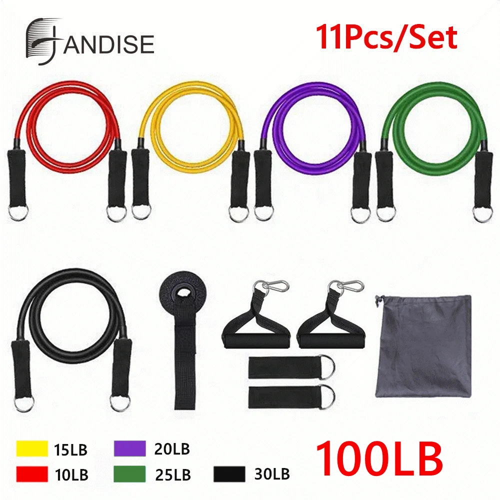 11pcs Latex Resistance Bands Crossfit Training Exercise Yoga Tubes Pull Rope Rubber Expander Elastic Bands Fitness with Bag