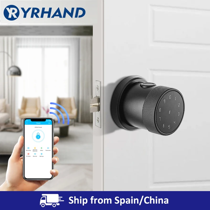 Smart Lock Fingerprint Biometric Door Lock Keyless Touchscreen Keypad Card Electronic Digital Door Lock with TT lock app