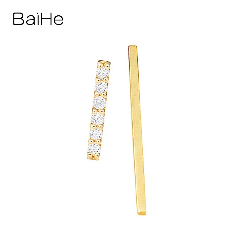 

BAIHE Solid 18K White/Yellow/Rose Gold H/SI Natural Diamond Earrings Fine Jewelry Making Trendy I Stud Earrings Eu brincos