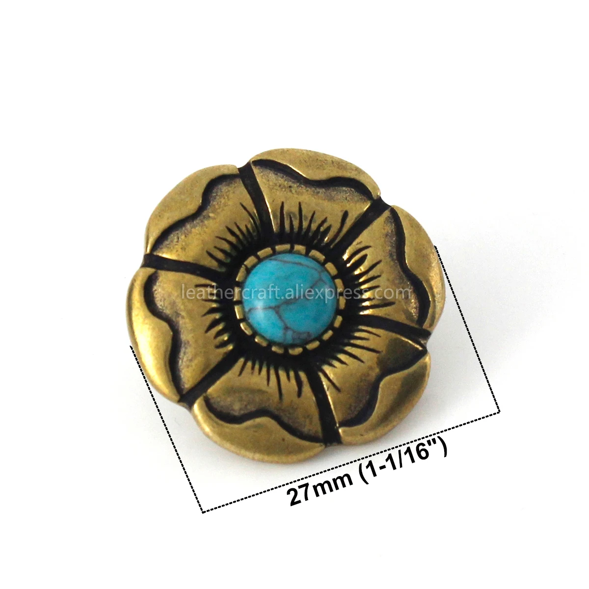 1 X Retro Brass Flower Conchos Screwback Classical Fashion Style Design Leather Bag Wallet Chain Button Rivet Studs