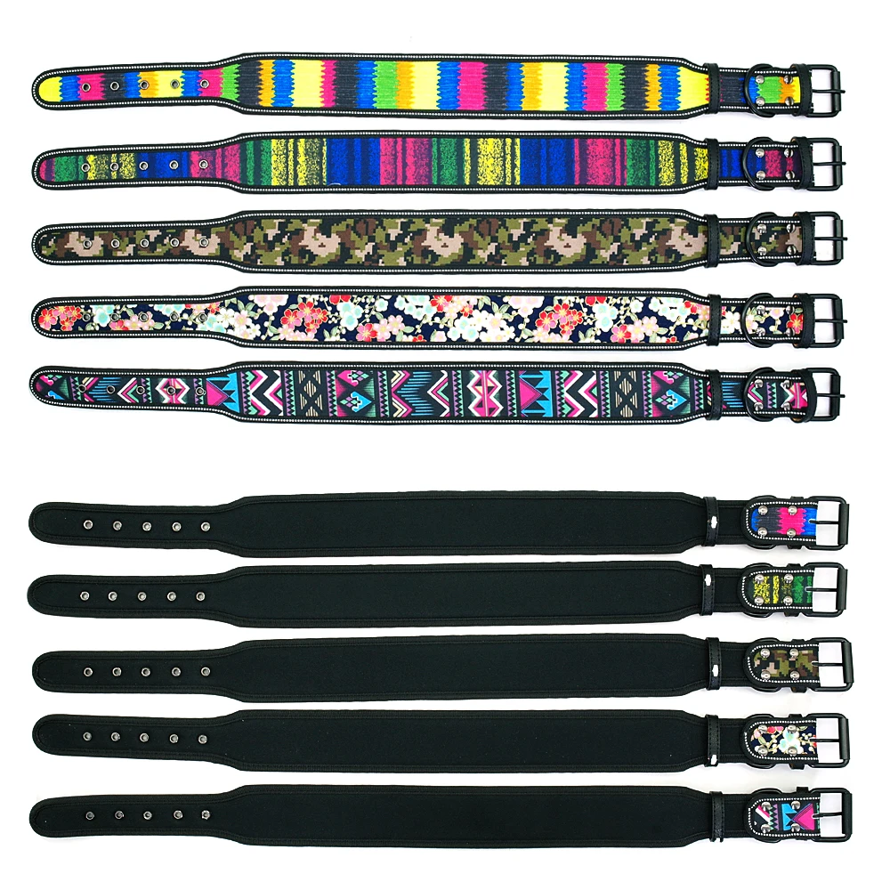 Wide Size Collar for Large Dogs Reflective Pet Dogs Collars Soft Padded Pitbull German Shepherd With Bling Rhinestone S M L