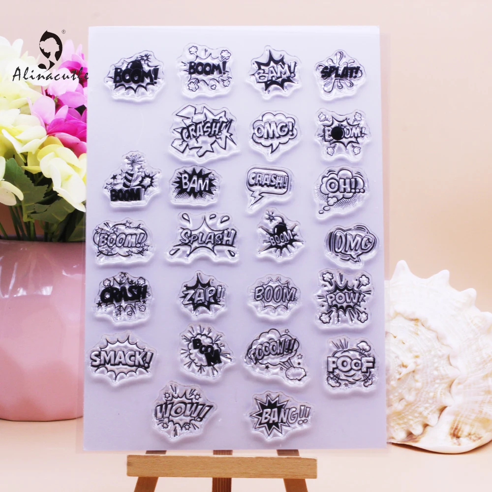 Alinacutle CLEAR STAMPS Crash Boom Wow DIY Scrapbooking Card Album Paper Craft Rubber Transparent Silicon Clear Stamp