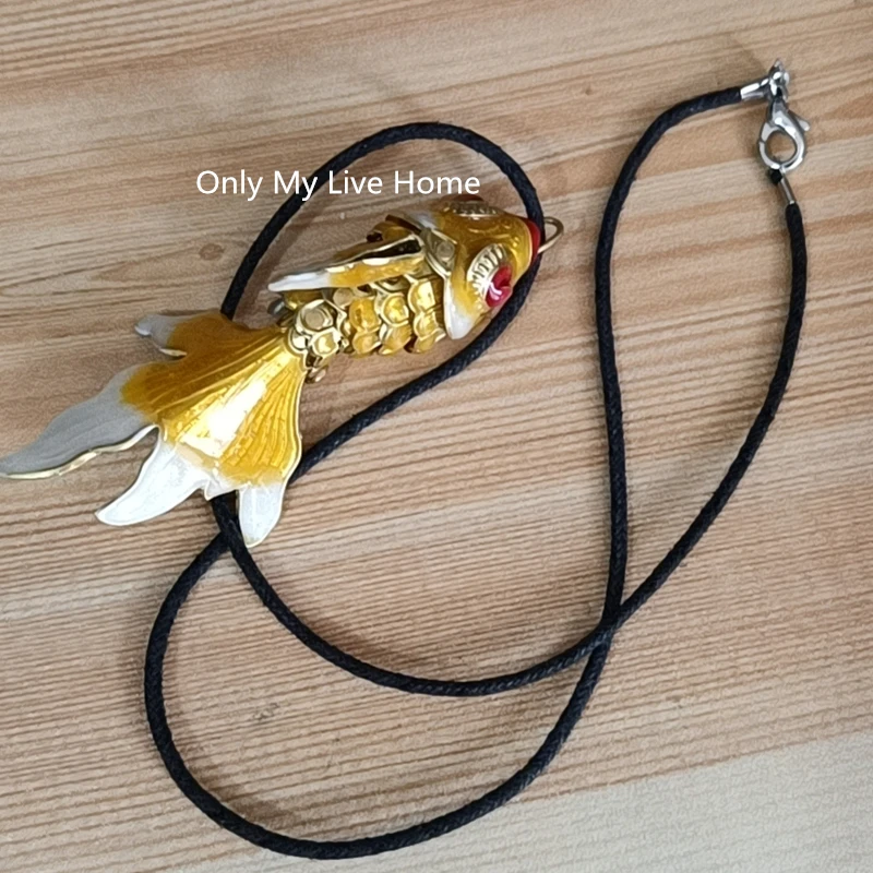 Handmade Colorful Enamel Lovers Fish Pendant Necklace Cloisonne Vivid Swing 5.5cm 9.5cm Goldfish Choker Animal Jewelry Gifts