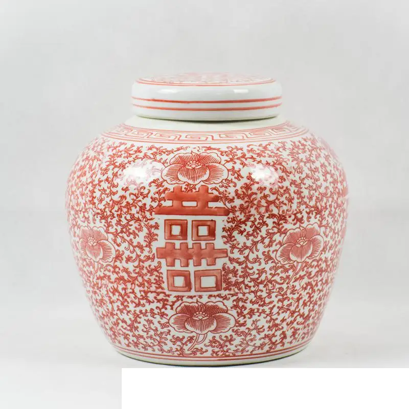 

Antique Porcelain jar Collection Of Jingdezhen red ceramic storage pot jar vase