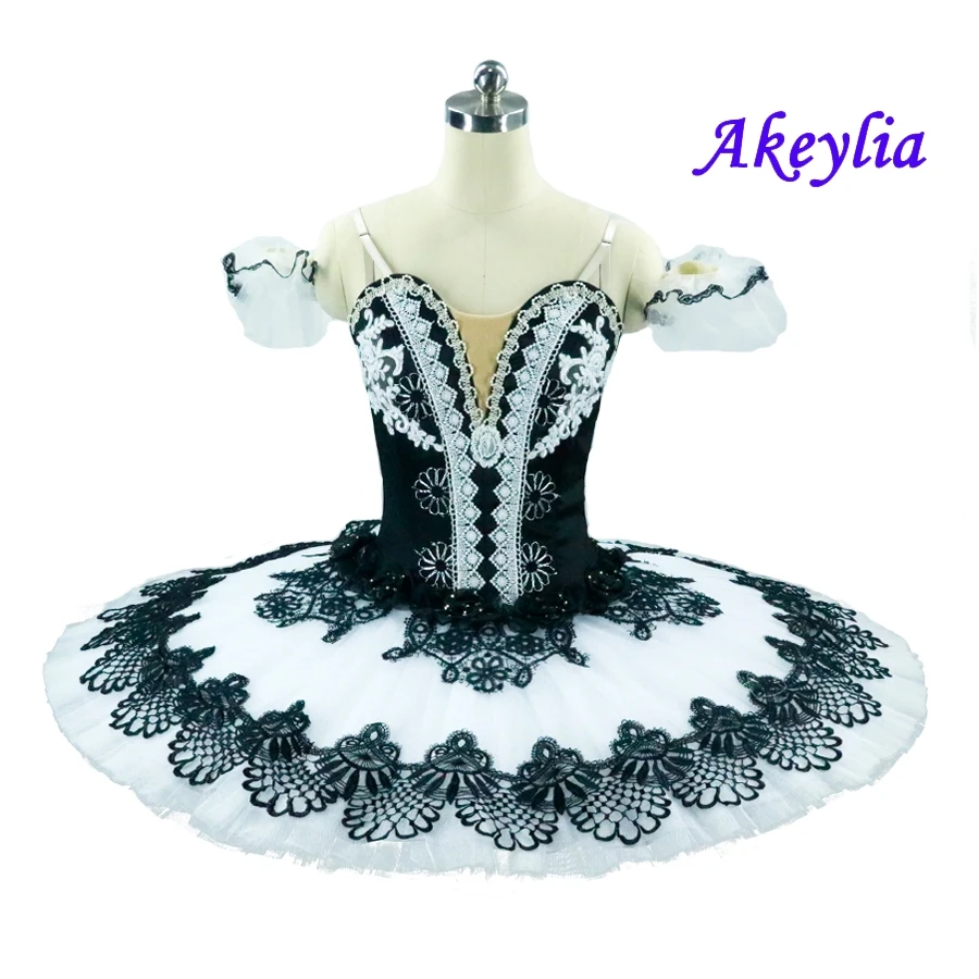 Professional Ballet Tutu Adult Black White Nutcracker Dress Pancake Performance Ballet Tutu Harlequin Ballet Pancake  Black Red