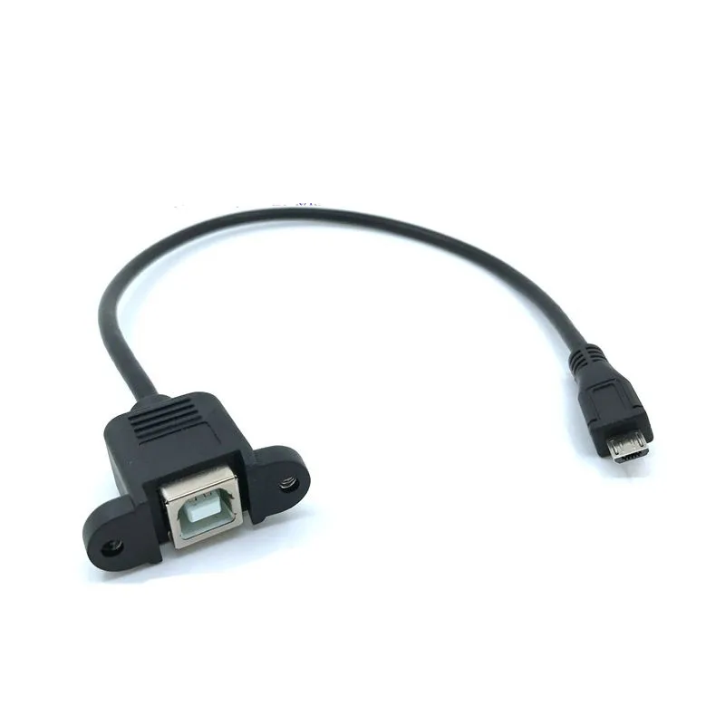 30cm 50cm  USB 2.0 Micro-USB 5pin Micro USB 2.0 Male to USB 2.0 B Type Female Connector Cable Panel Mount Hole