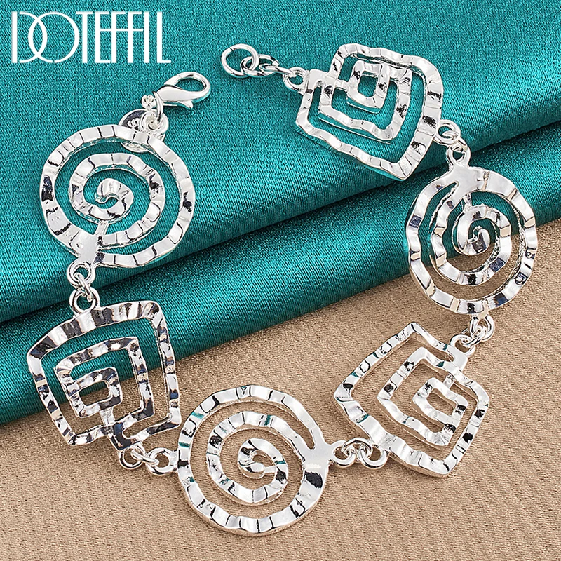 DOTEFFIL 925 Sterling Silver Wave Whorl Bracelet Chain For Women Wedding Engagement Party Fashion Jewelry