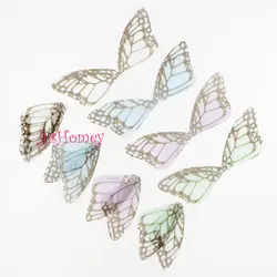 20PCS Gradient Organza Fabric Butterfly wings Appliques 80mm Translucent Chiffon wings for Party Decor, Doll Embellishment