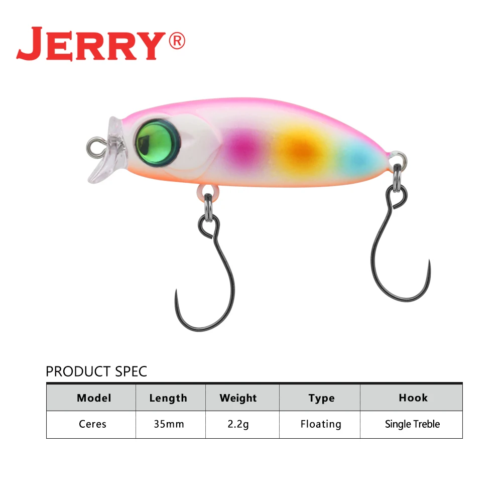 Jerry 1.37in 35mm Ceres Floating Lrf Fishing Lure Rock Minnow Wobbler Hard Bait Area Trout Perch Rockfish Plug Ultralight