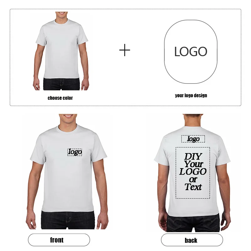 NO LOGO Price Cotton T-shirt Short Sleeve Solid Color O-neck T-shirt Tops Tee Customized Print Your  Design Printed Unisex 180g