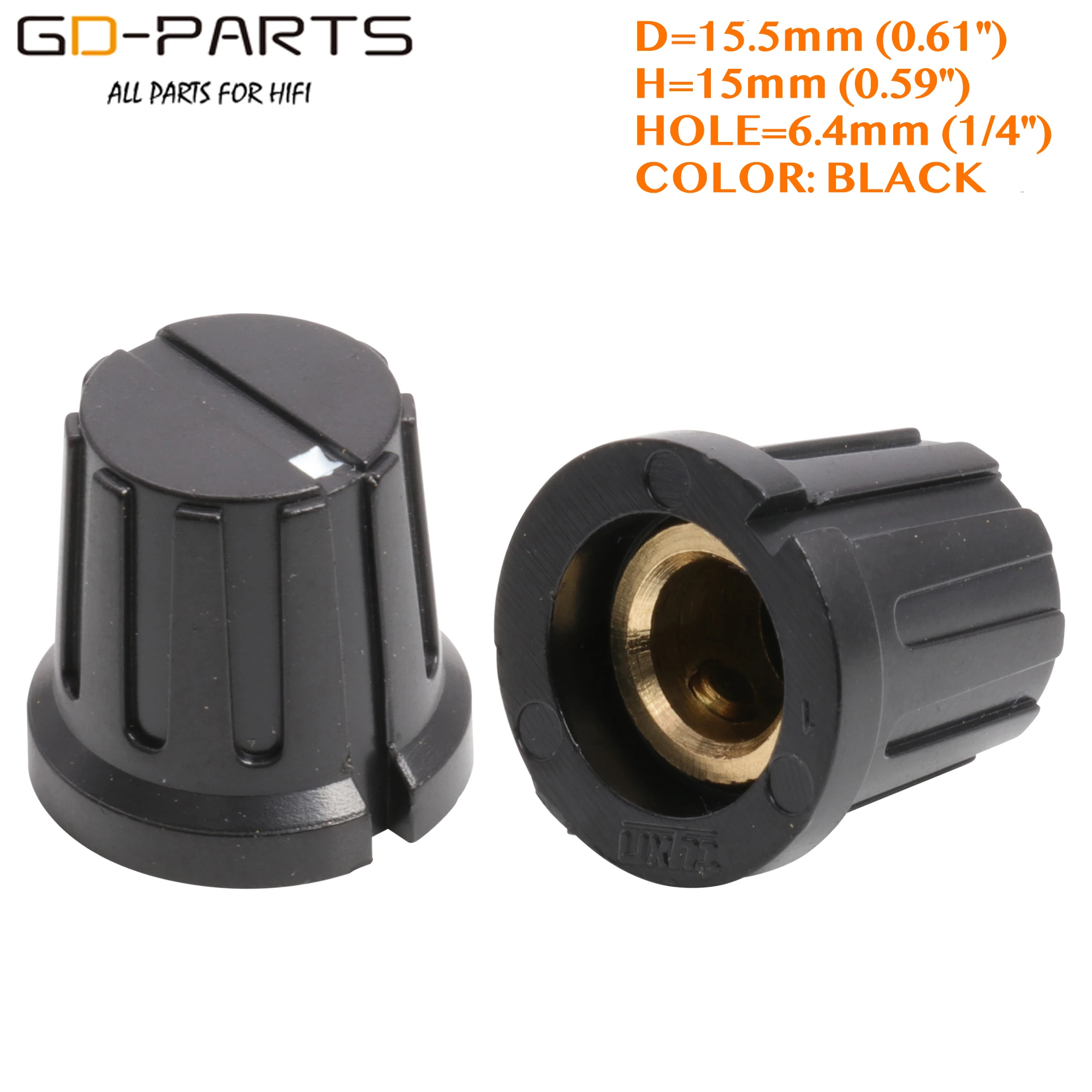 プラスチック製のセット15.5x15mm,hifiオーディオギター,アンプエフェクト,ペダル,ストンプボックス,djミキサー,ラジオ,真ちゅう製の穴6.4mm