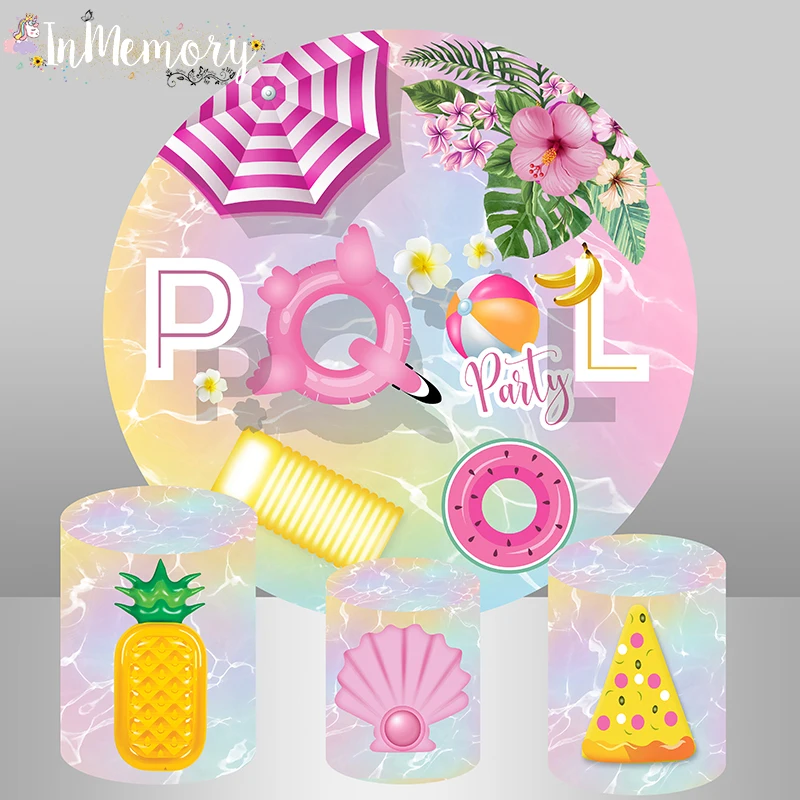 Round background Summer Swimming Pool Underwater Backdrop Baby Shower Kids Birthday Party decor Cylinder Covers Circle Backdrop