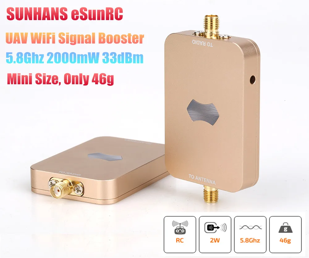 Sunhans eSunRC SH-RC58G2W 5.8GHz 2000mW 33dBm WiFi Signal Booster UAV WiFi Amplifier for Drone, IP Camera, Mini Size, Only 46g