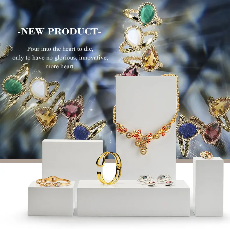 Oirlv Weiß Massivholz Schmuck Display Set für Armreif Ring Halskette Ring Shop Schrank Schmuck Veranstalter Rack – Detail 4