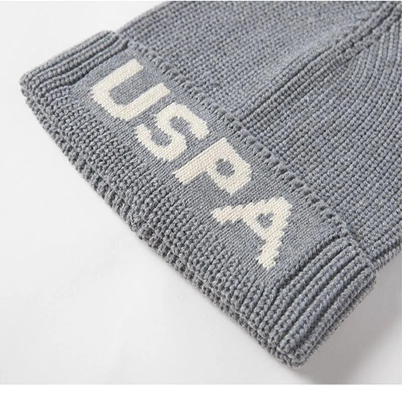 Us Polo Assn Autumn And Winter Couples Woolen Knitted Hats For Men And Women Casual Wild Warm Hats Trendy Parent-child Hats