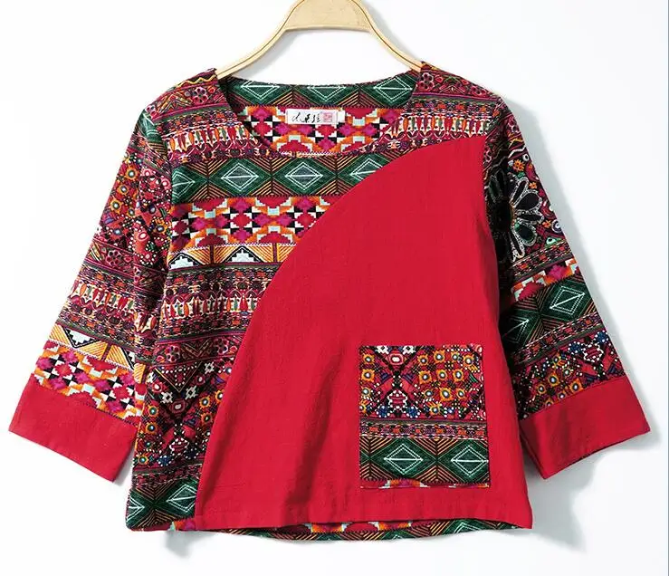 تنورة شبكية بشرابة بدلة حمراء في عطلة الربيع والخريف على الطراز الوطني مكونة من قطعتين ملابس نسائية جديدة من القطن والقنب