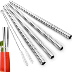 4 Pcs Reusable Boba Straws 304 Stainless Steel Straws 12mm Wide Metal Drinking Straws for Smoothie Bubble Tea Milkshakes Drinks