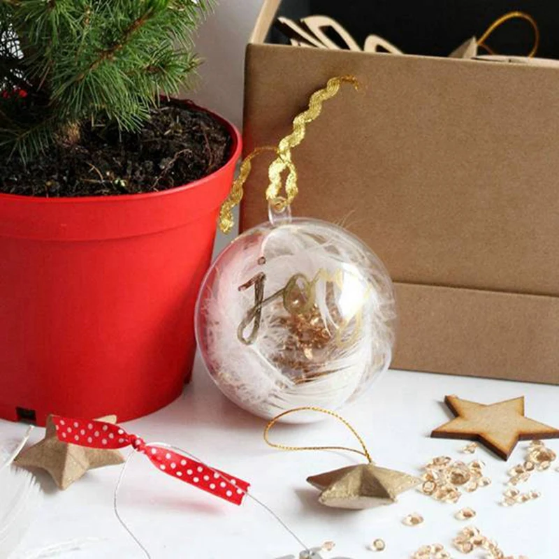 24 Balls/Batch DIY 70mm Christmas Tree Hanging Ball Transparent Ball Transparent Plastic Filled Ball Ornament CNIM Hot