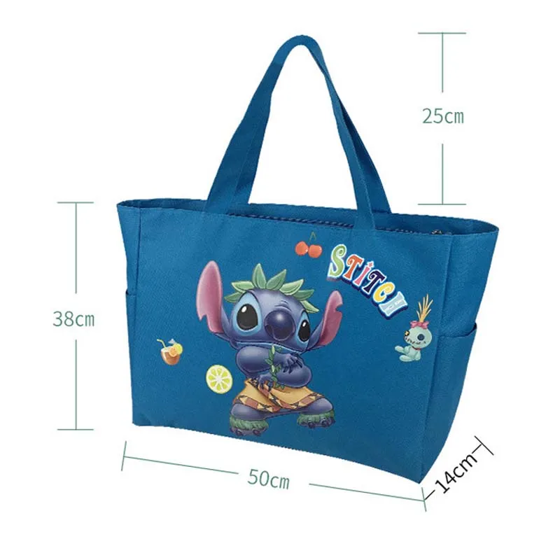 Disney 50*38*14CM Oversized Tote Shopping Bag Stitch Waterproof Shopping Bag Foldable Cartoon Canvas Travel Bag Mommy Bags