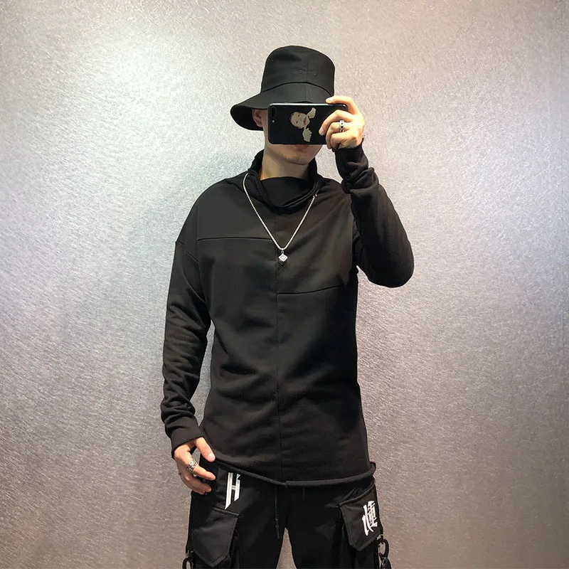 

Diablo autumn/winter trend, personality, burr stitching, irregular black, slim, slim, long-sleeved, high-neck, bottoming shirt f