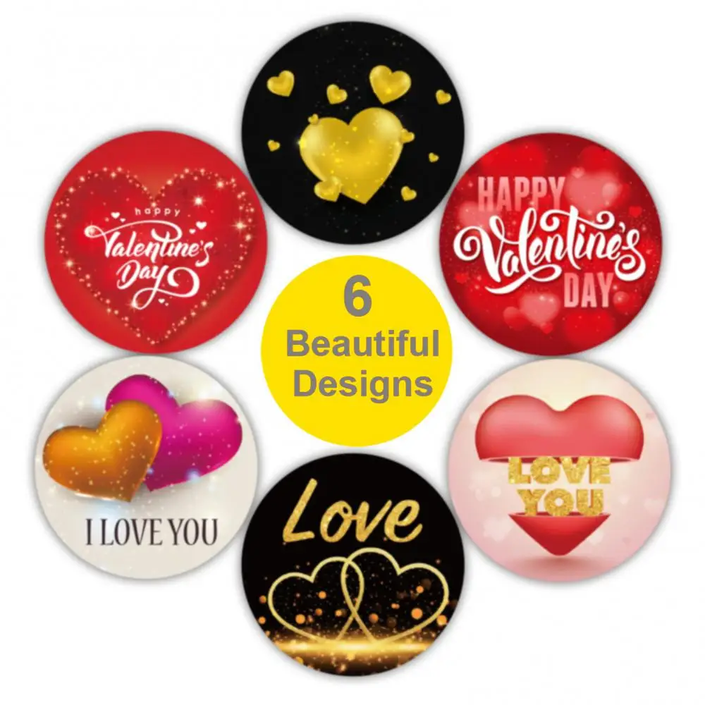 500Pcs/Roll Hart Patroon Labels Stickers Valentines Gift Verpakking Decor Decals